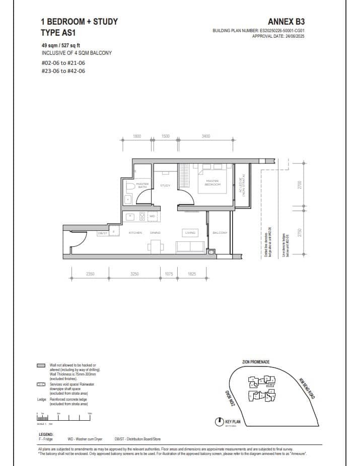 Promenade-Peak-Type-AS1-1Bedroom+Study