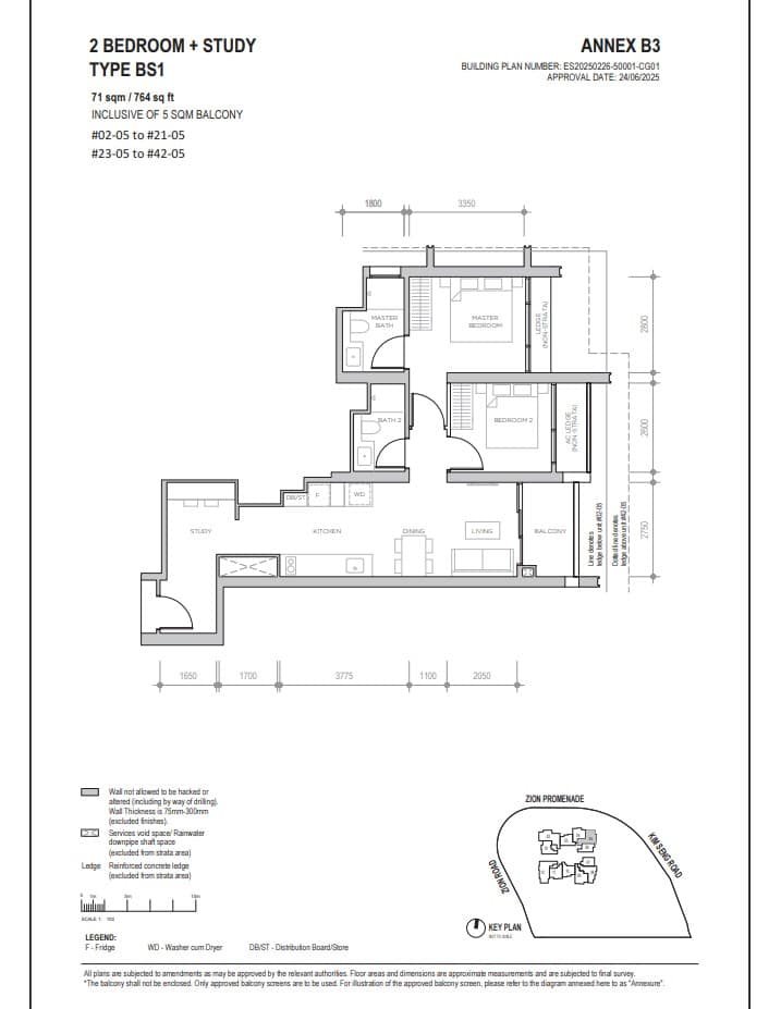Promenade-Peak-Type-BS1-2Bedroom+Study